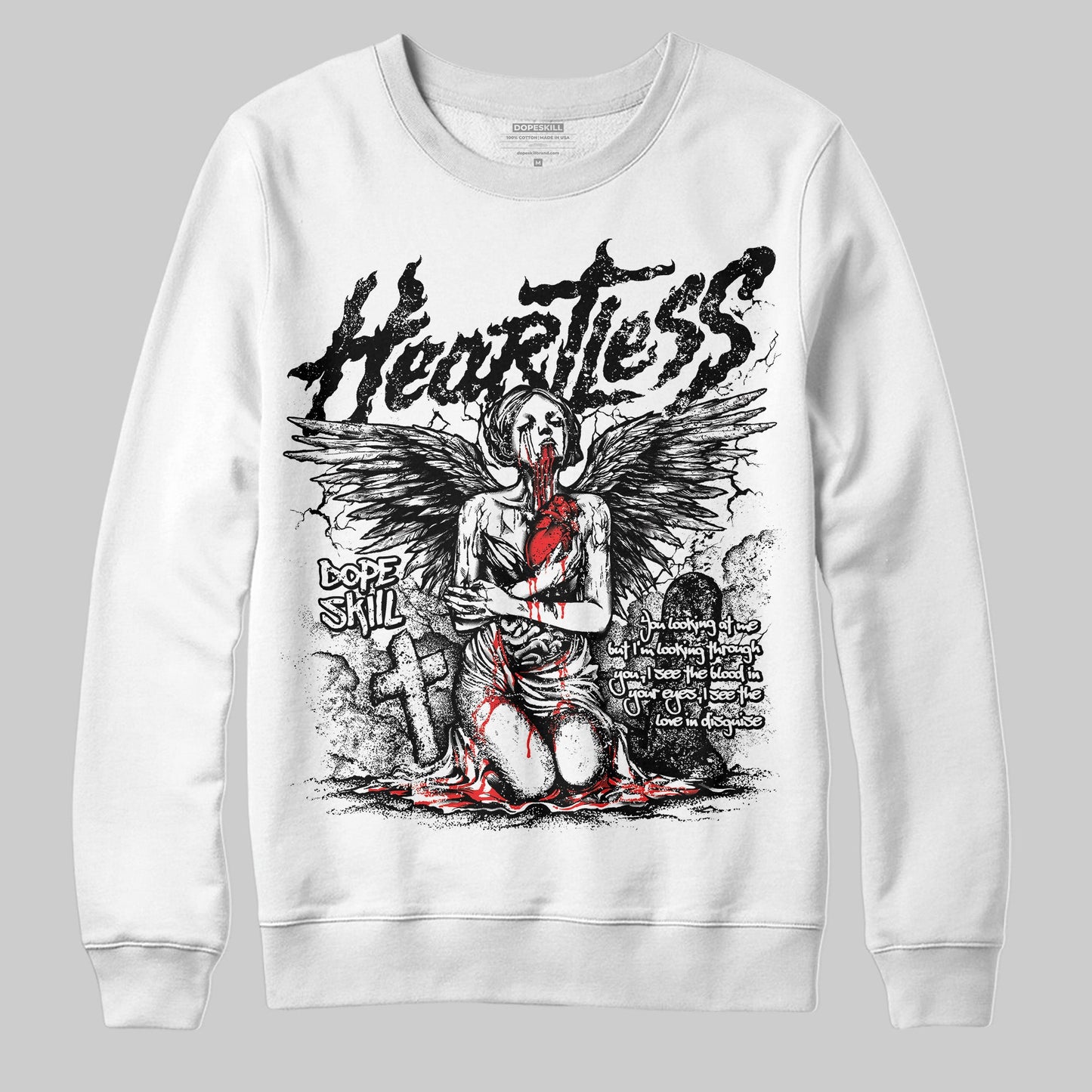 Black and White Collection DopeSkill Sweatshirt Heartless Graphic