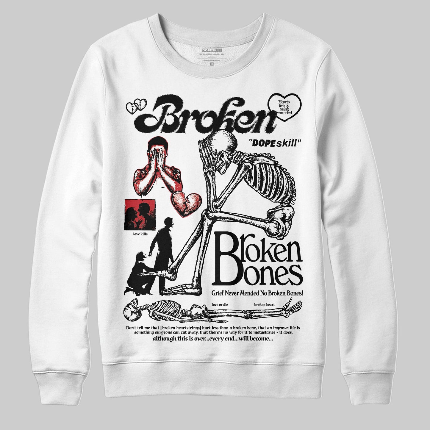 Bred Velvet 11s DopeSkill Sweatshirt Broken Bones Graphic