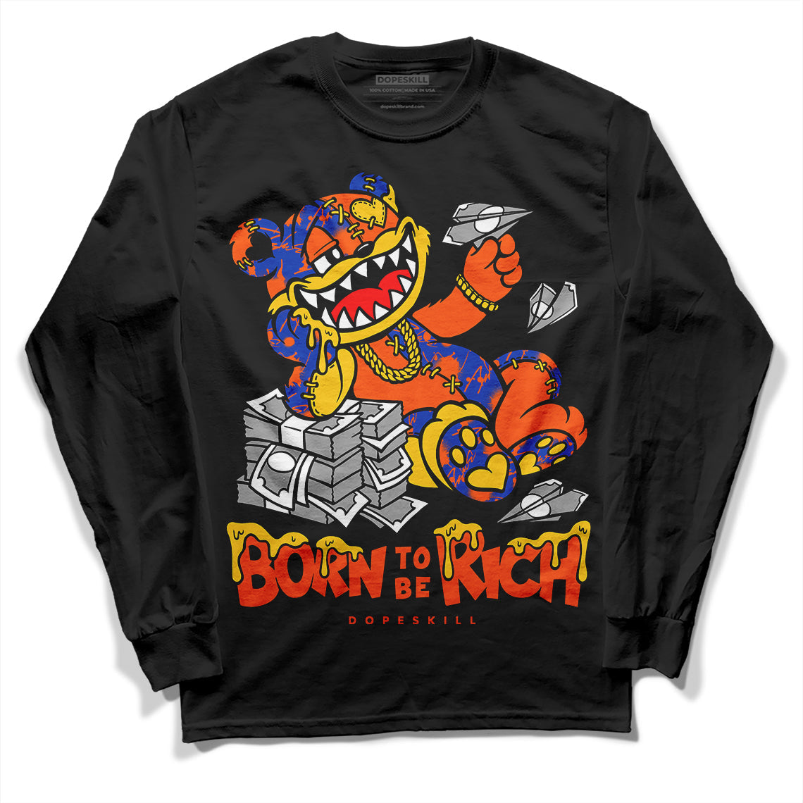 Dunk Futura Orange Blaze DopeSkill Long Sleeve T-Shirt Born To Be Rich Graphic