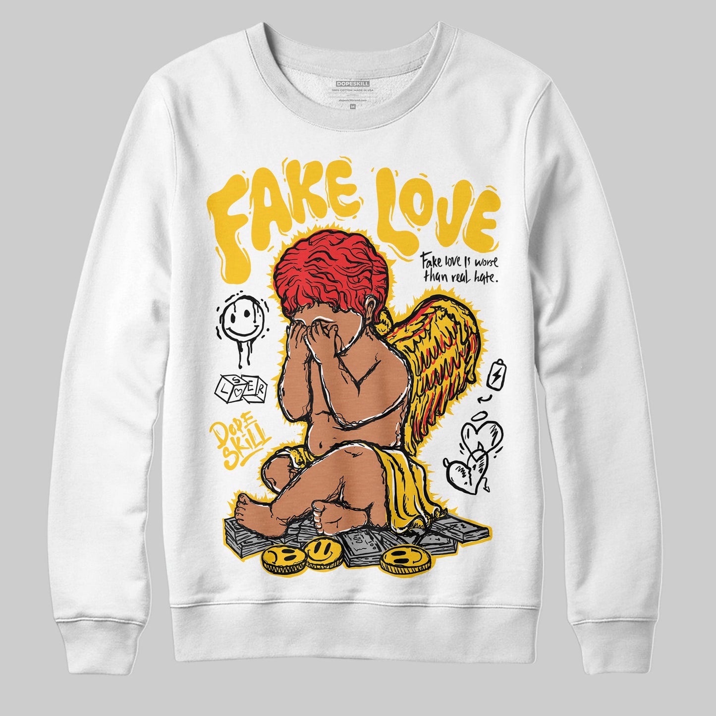 Yellow Collection DopeSkill Sweatshirt False Love Graphic