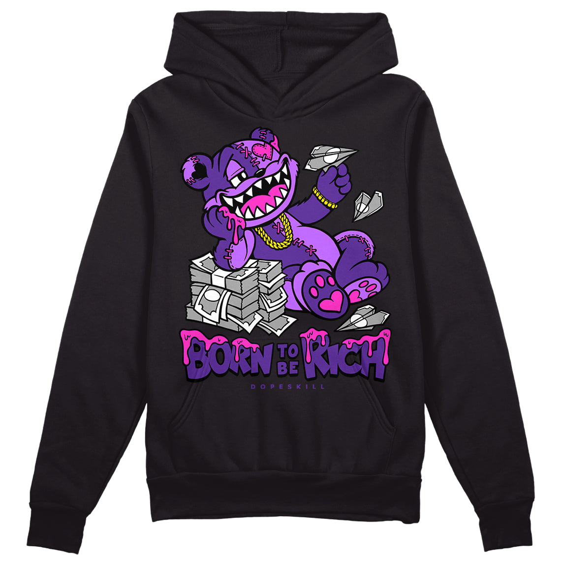 PURPLE Collection DopeSkill Hoodie Sweatshirt Born To Be Rich Graphic