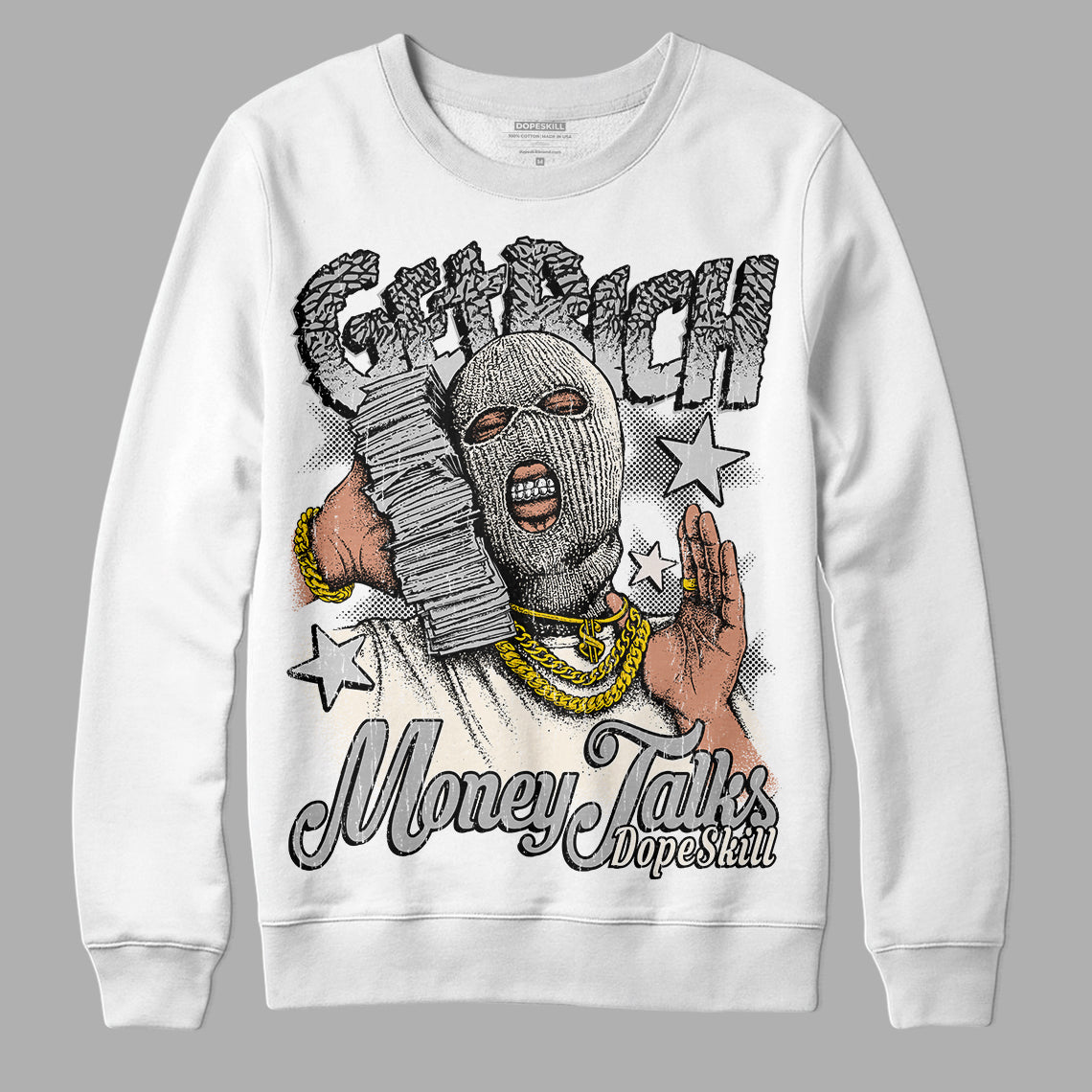 Off Noir 3s DopeSkill Sweatshirt Get Rich Graphic