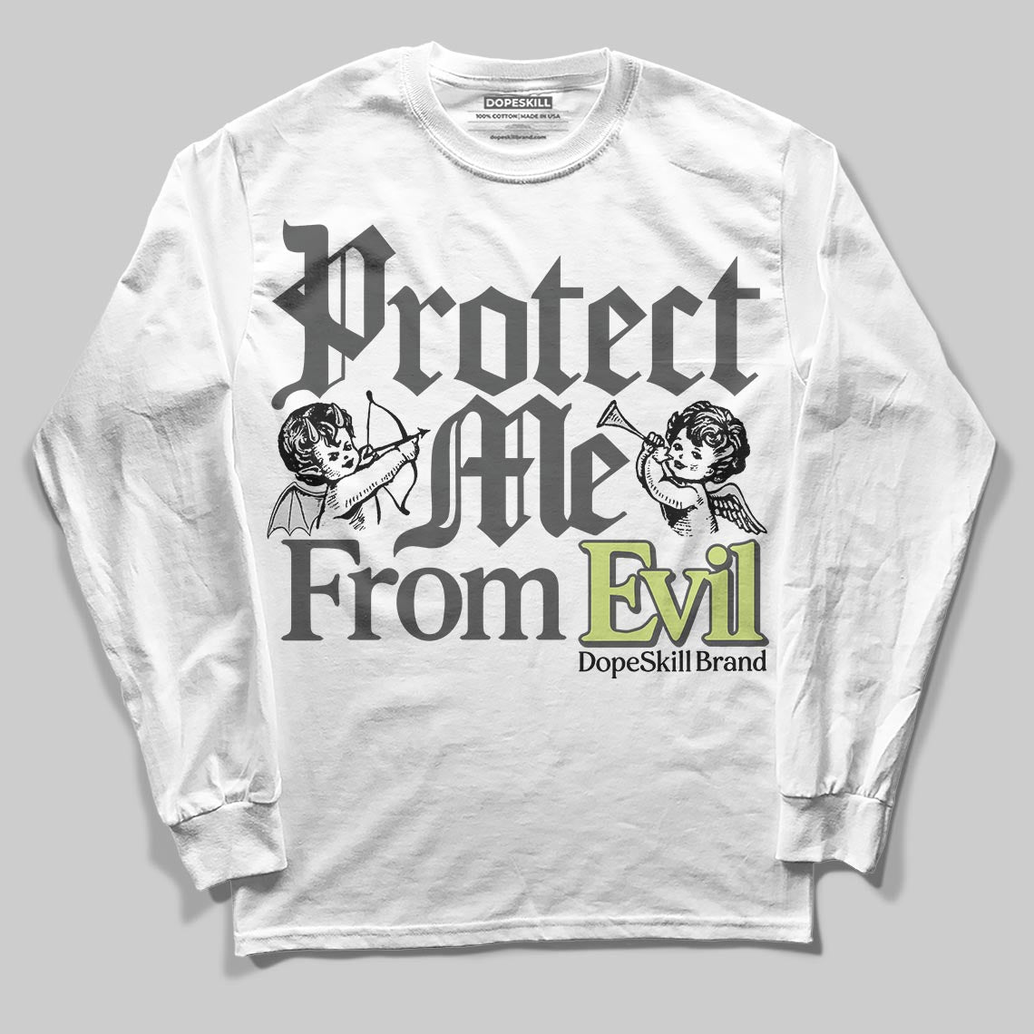 Light Lemon Twist 4s DopeSkill Long Sleeve T-Shirt Protect Me From Evil Graphic