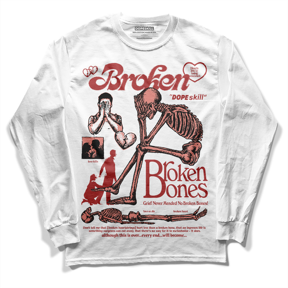 Dune Red 13s DopeSkill Long Sleeve T-Shirt Broken Bones Graphic