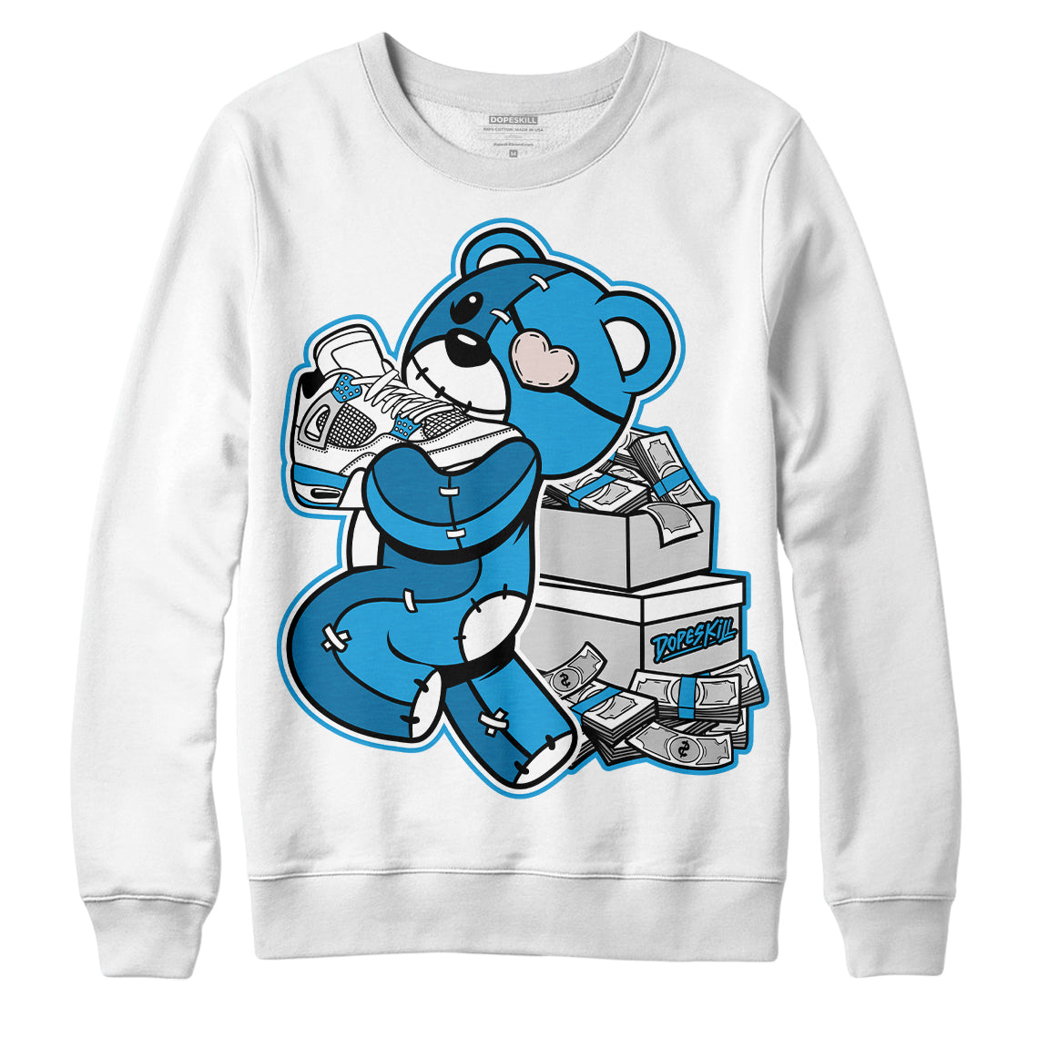 Military Blue 4s DopeSkill Sweatshirt Bear Steals Sneaker Graphic