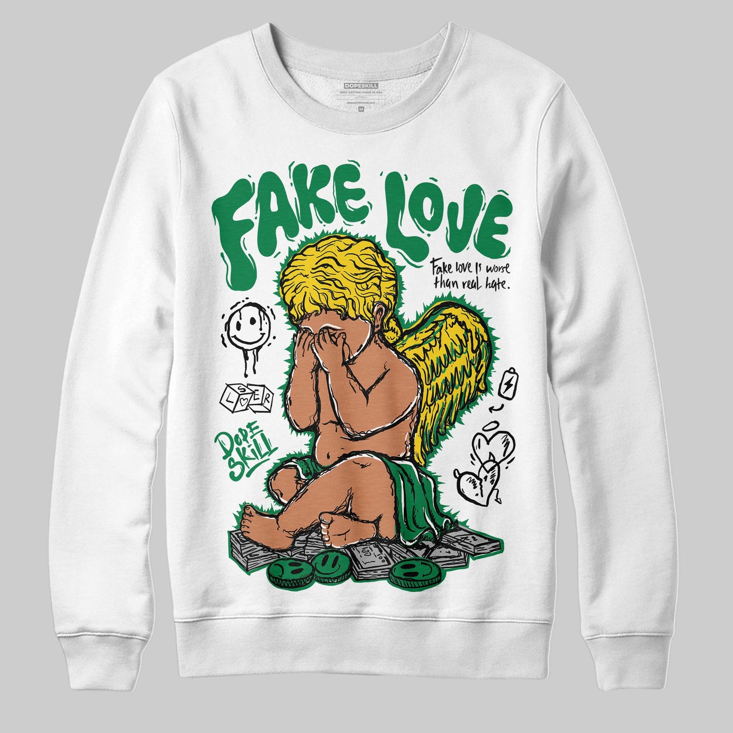 Lucky Green 5s DopeSkill Sweatshirt False Love Graphic