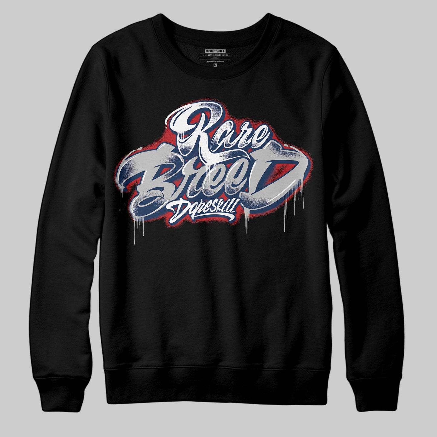 Summit White Navy 4s DopeSkill Sweatshirt Rare Breed Type Graphic