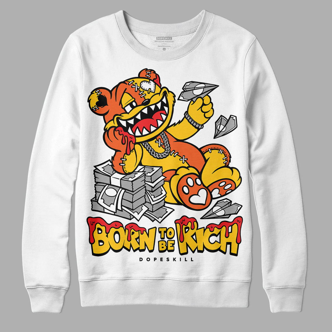 Yellow Collection DopeSkill Sweatshirt Born To Be Rich Graphic