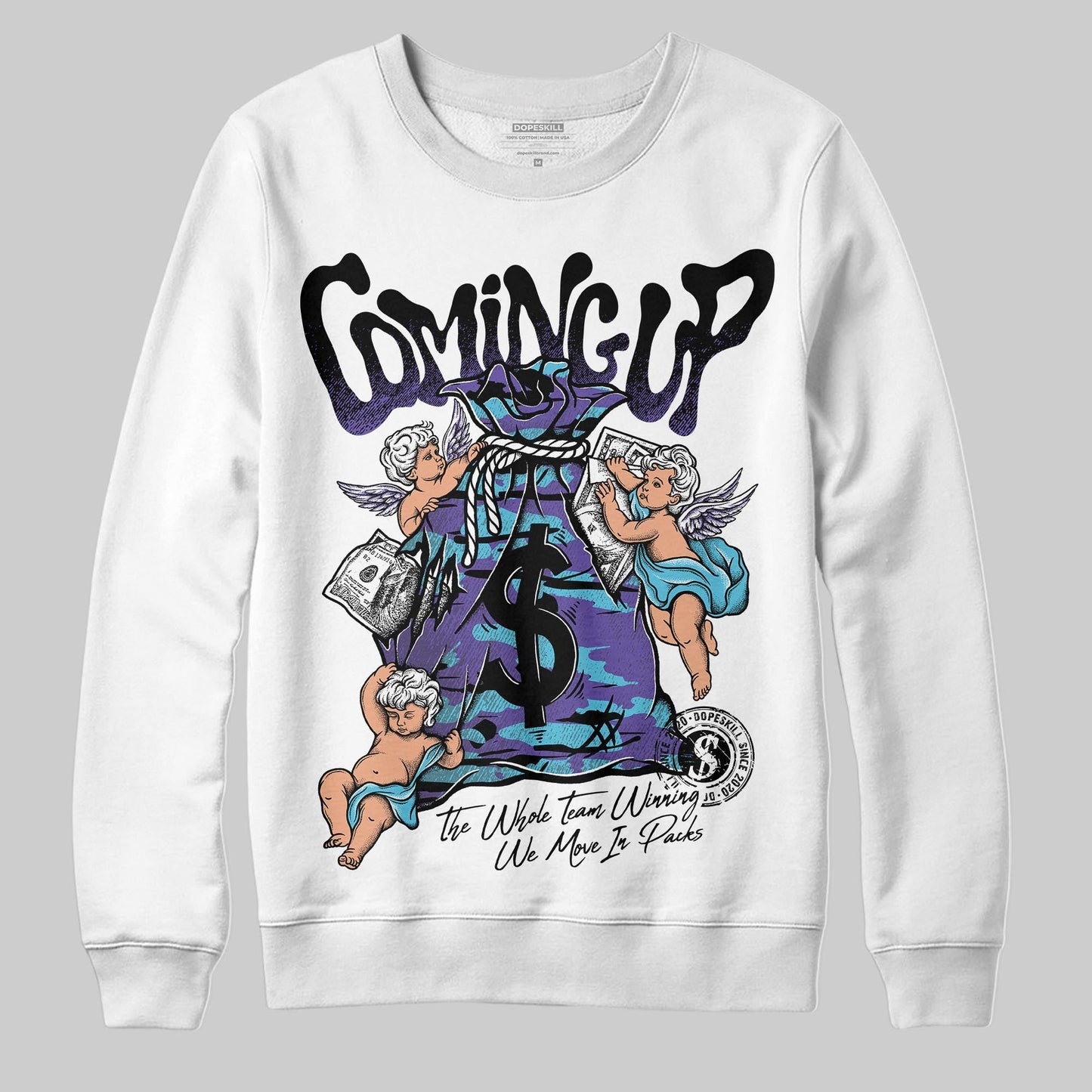 Aqua 8s DopeSkill Sweatshirt Money Bag Coming Up Graphic