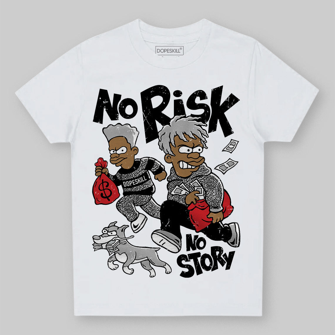 Black Cement 3s DopeSkill Toddler Kids T-shirt No Risk No Story Graphic