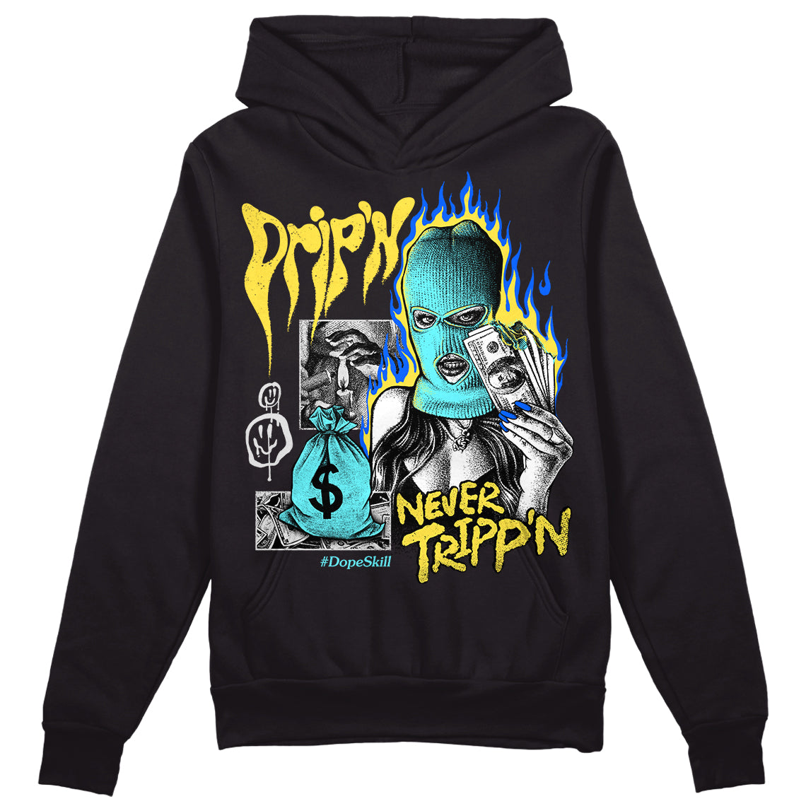 Aqua 5s DopeSkill Hoodie Sweatshirt Drip'n Never Tripp'n Graphic