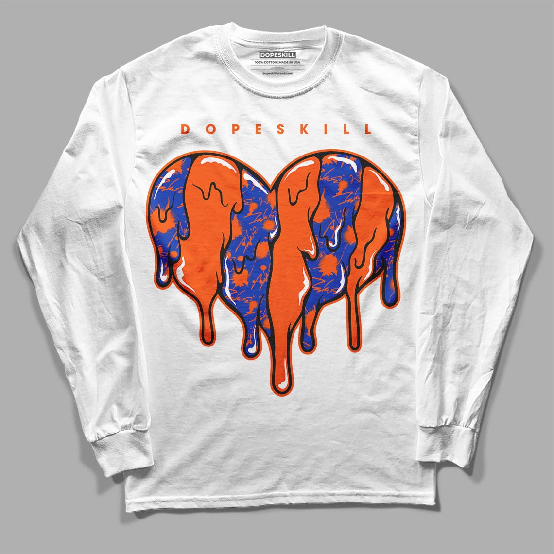 Dunk Low Futura Orange Blaze DopeSkill Long Sleeve T-Shirt Slime Drip Heart Graphic