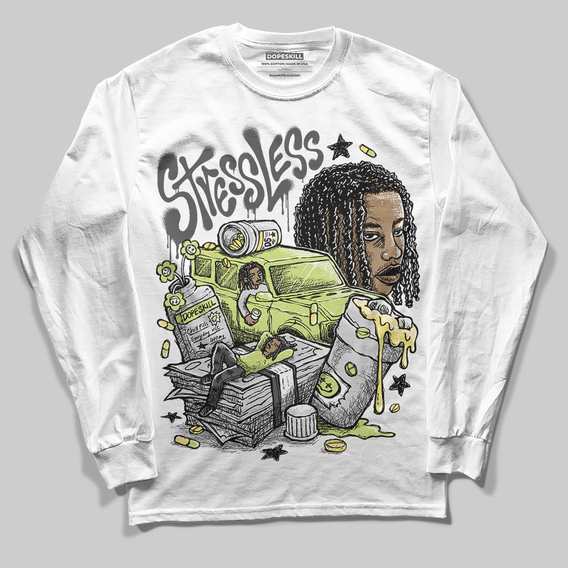 Light Lemon Twist 4s DopeSkill Long Sleeve T-Shirt Stressless Graphic