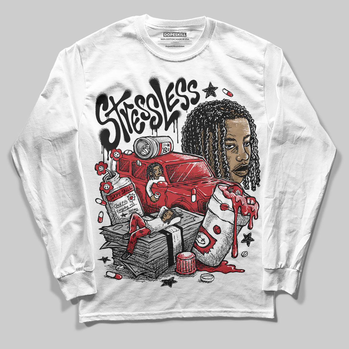 Bred 11s DopeSkill Long Sleeve T-Shirt Stressless Graphic