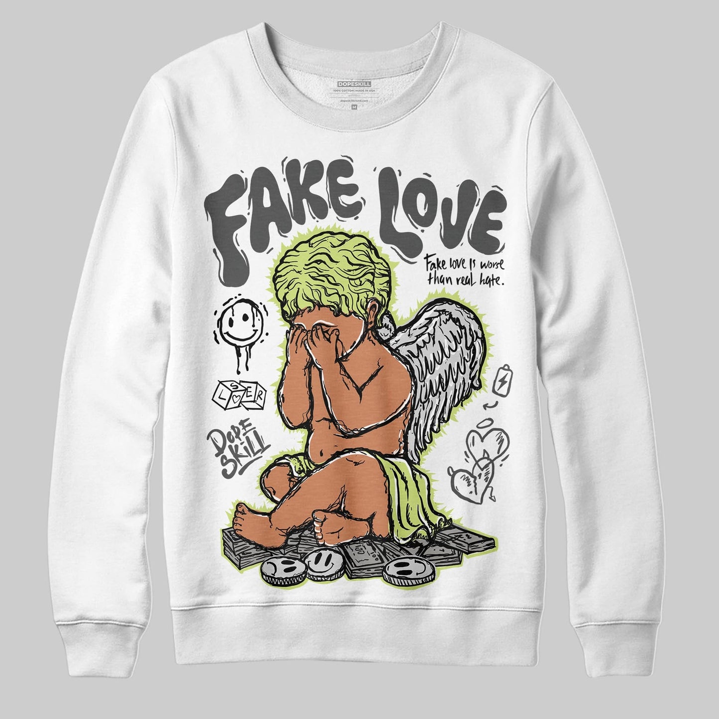 Light Lemon Twist 4s DopeSkill Sweatshirt False Love Graphic