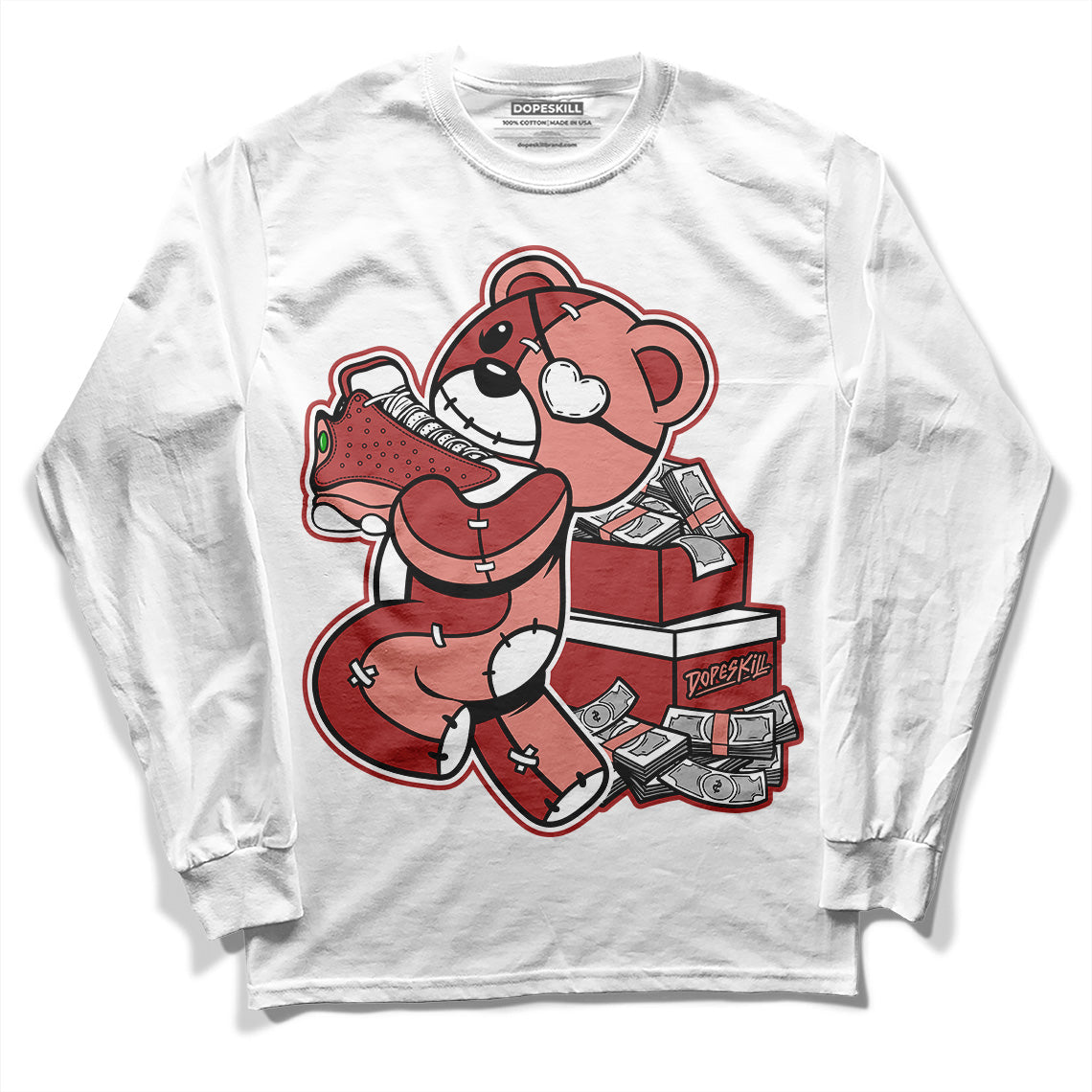 Dune Red 13s DopeSkill Long Sleeve T-Shirt Bear Steals Sneaker Graphic