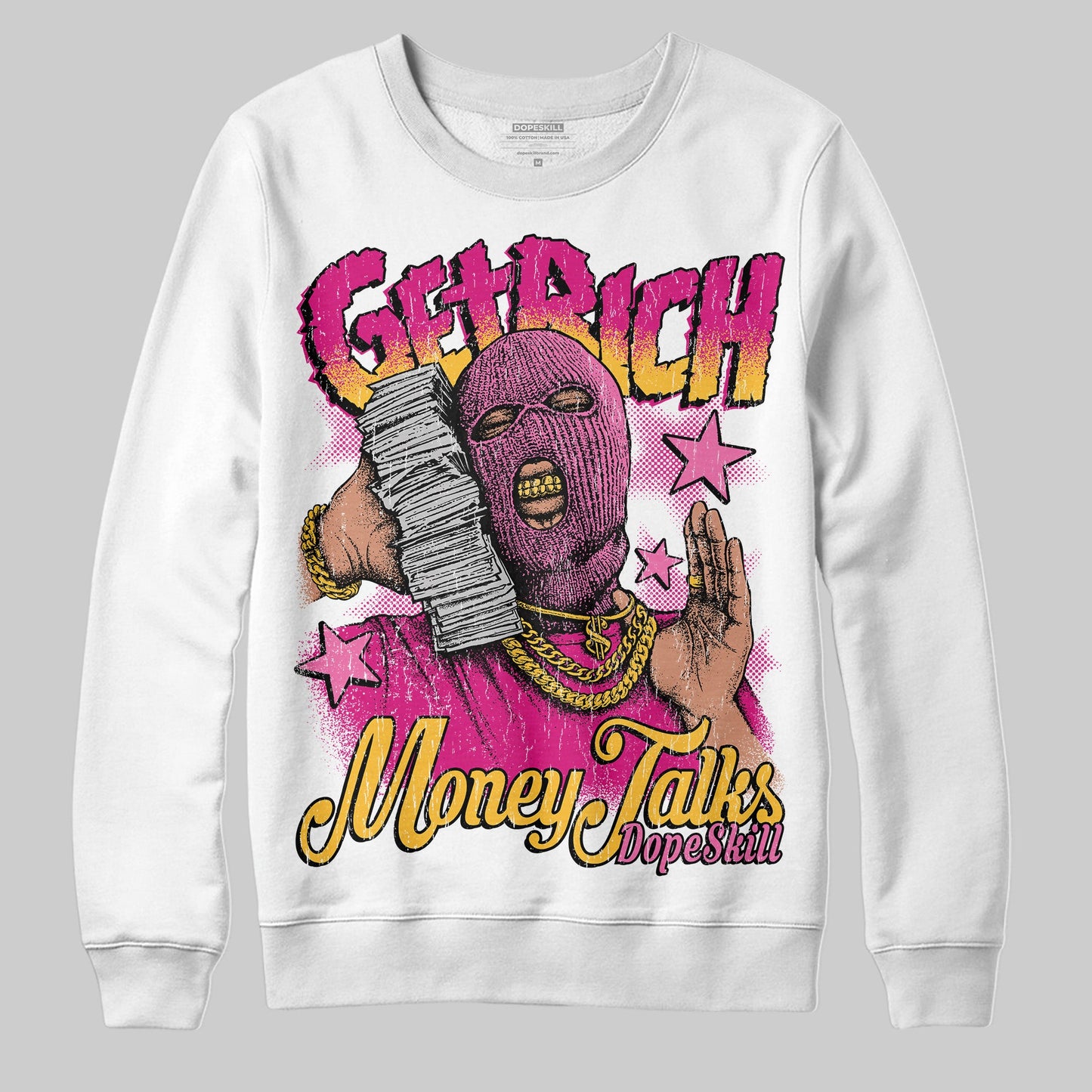 Rick RO Pink Leather Sneakers DopeSkill Sweatshirt Get Rich Graphic