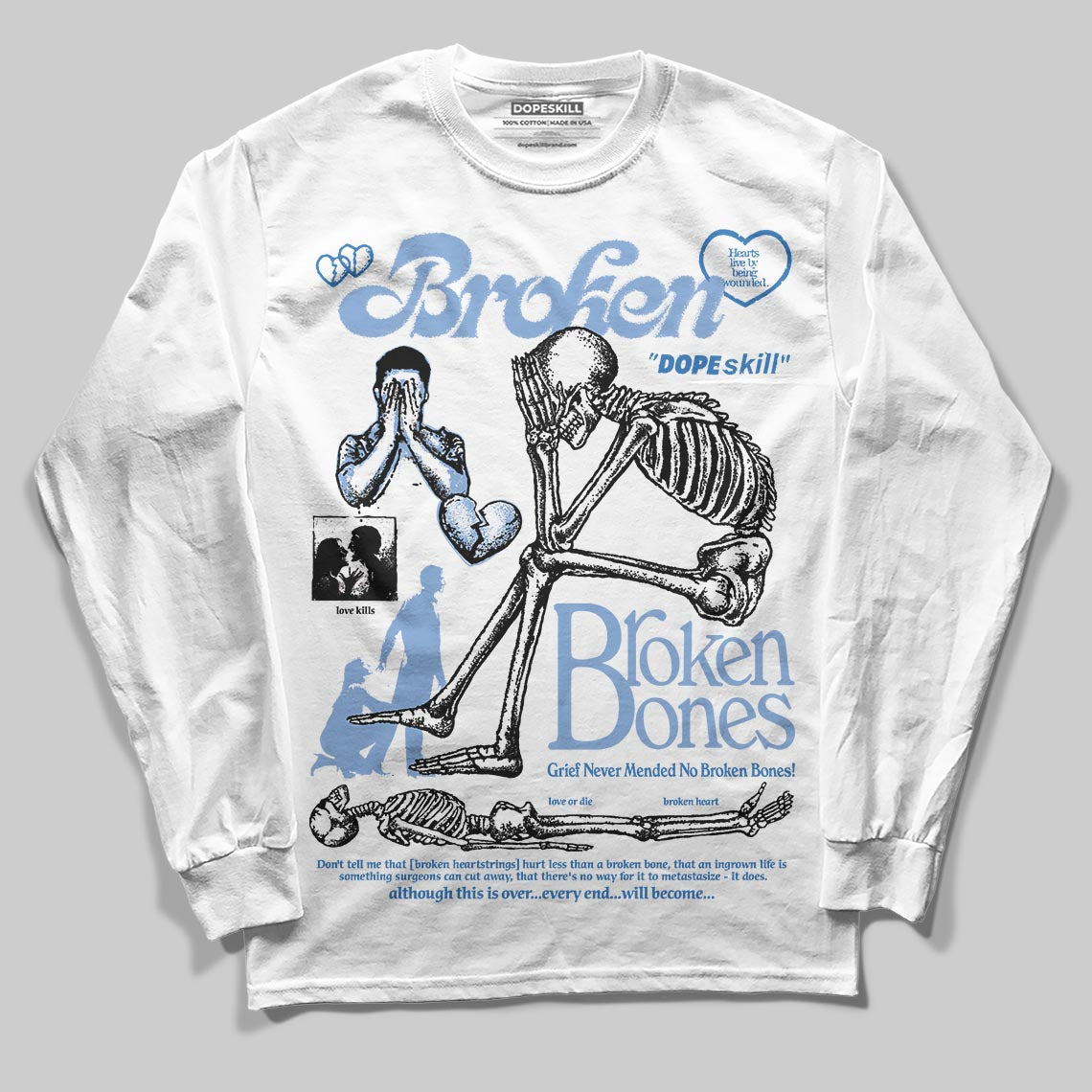 Forget Me Not 4s DopeSkill Long Sleeve T-Shirt Broken Bones Graphic