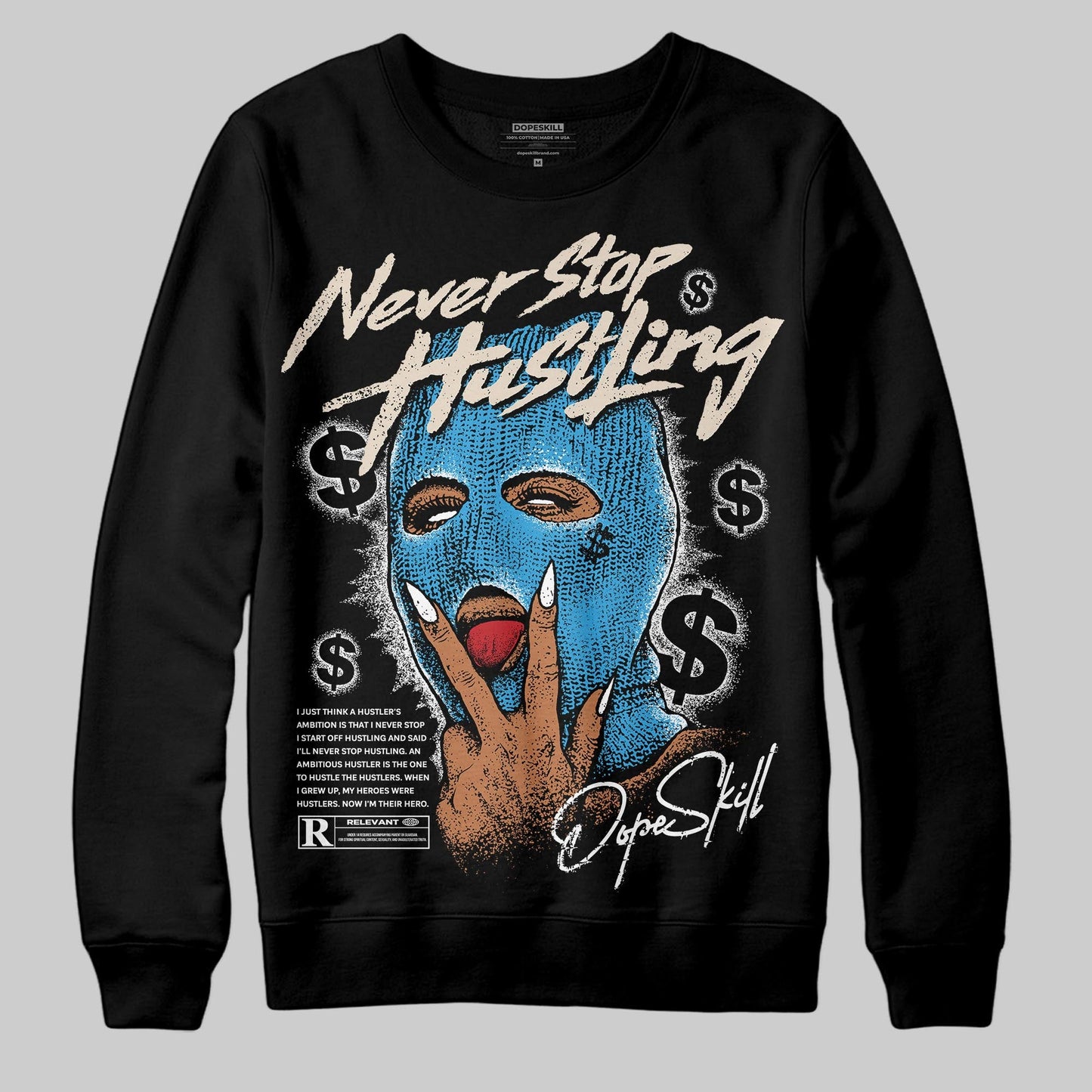 UNC Reimagined 1s DopeSkill Sweatshirt Never Stop Hustling Graphic