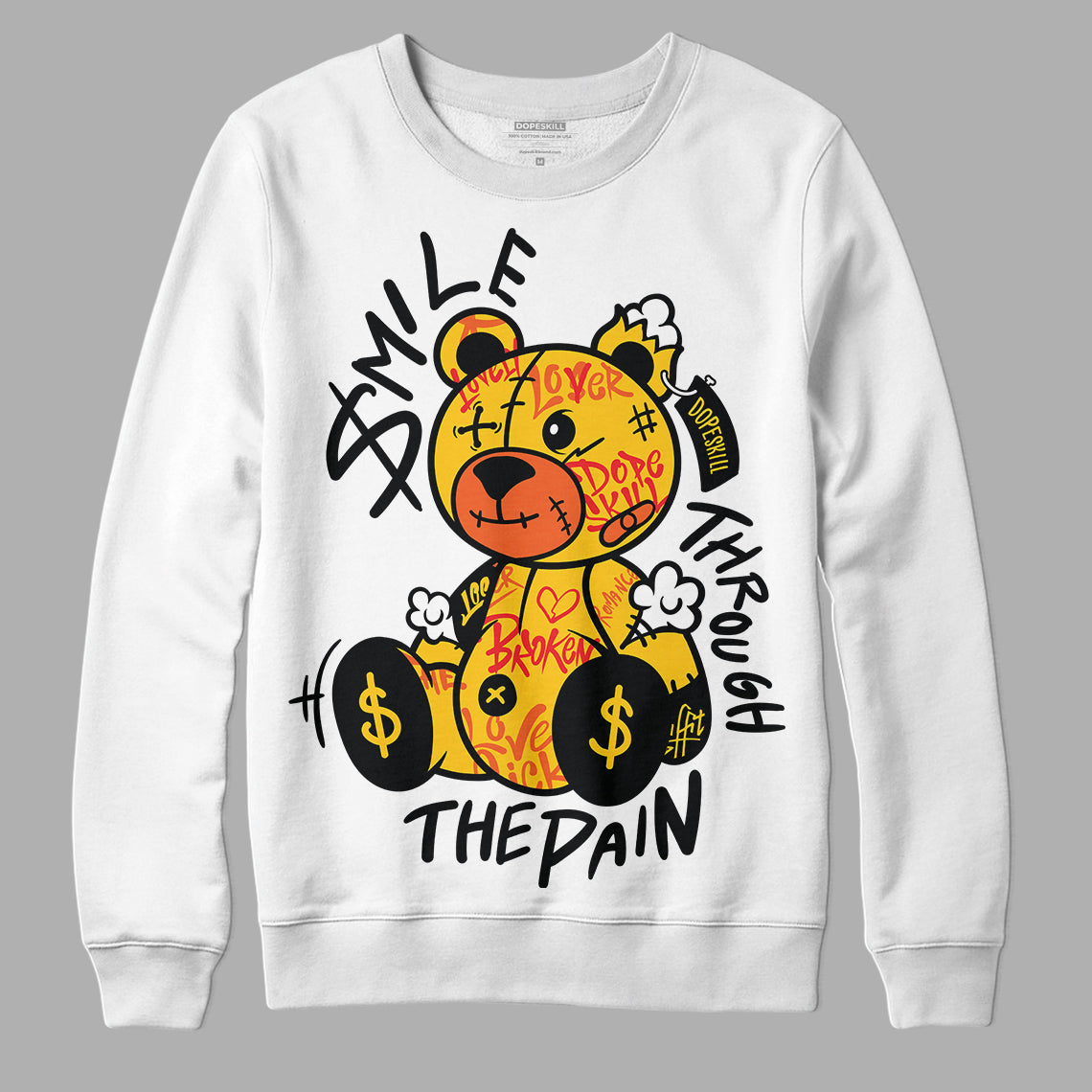Yellow Collection DopeSkill Sweatshirt Smile Through The Pain Graphic