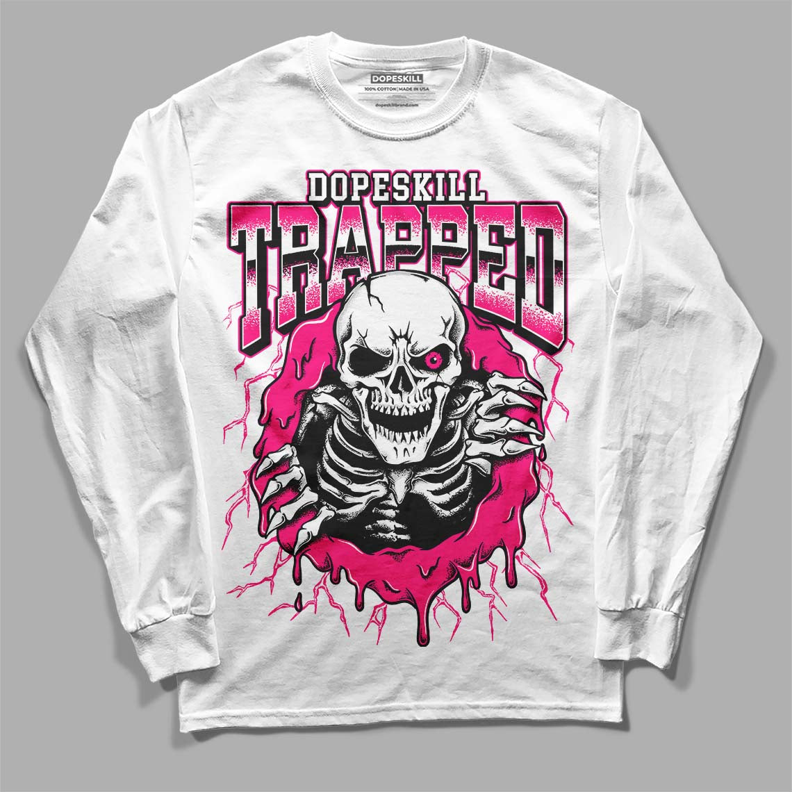 Fierce Pink 1s DopeSkill Long Sleeve T-Shirt Trapped Halloween Graphic