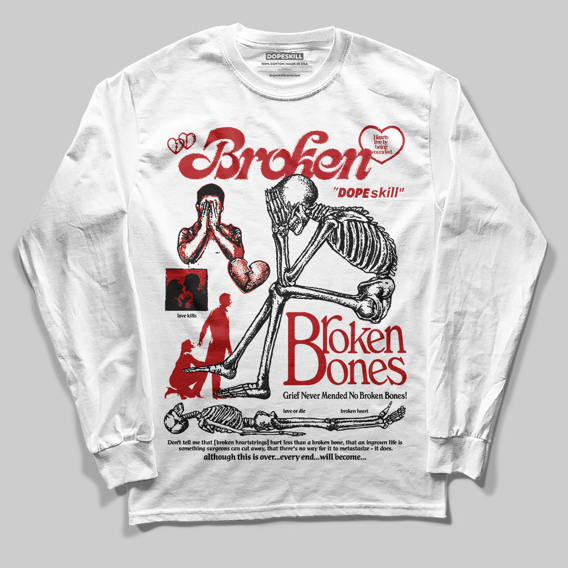 Flu Game 12s DopeSkill Long Sleeve T-Shirt Broken Bones Graphic