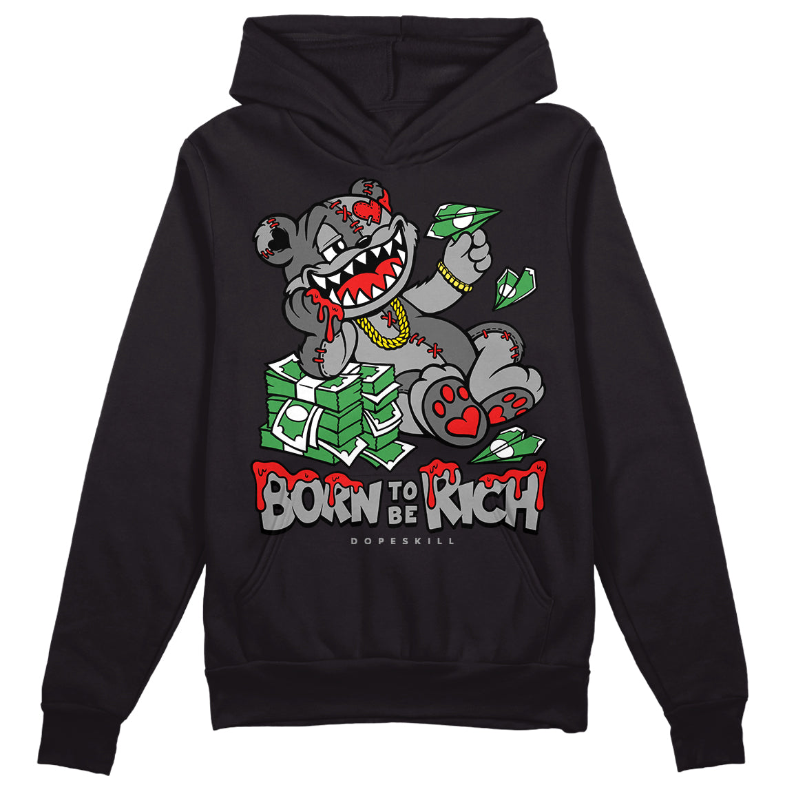Grey Collection DopeSkill Hoodie Sweatshirt Born To Be Rich Graphic