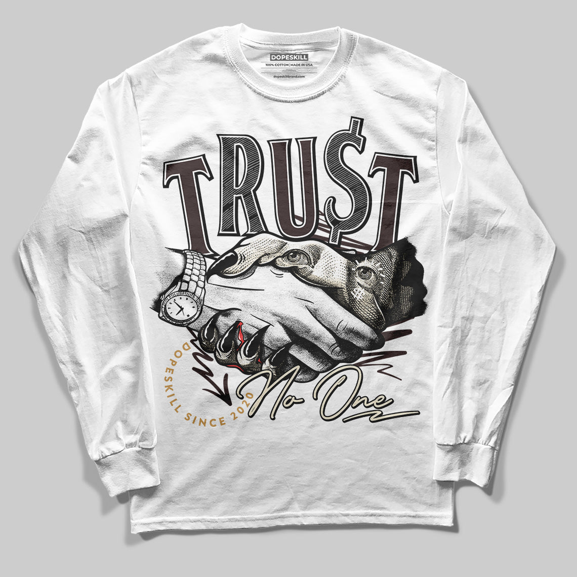 Earth 5s DopeSkill Long Sleeve T-Shirt Trust No One Graphic