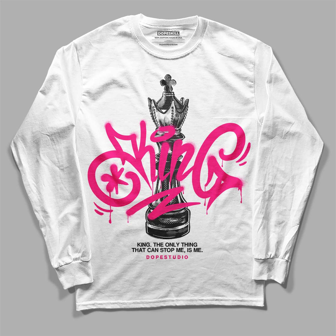 Fierce Pink 1s DopeSkill Long Sleeve T-Shirt King Chess Graphic