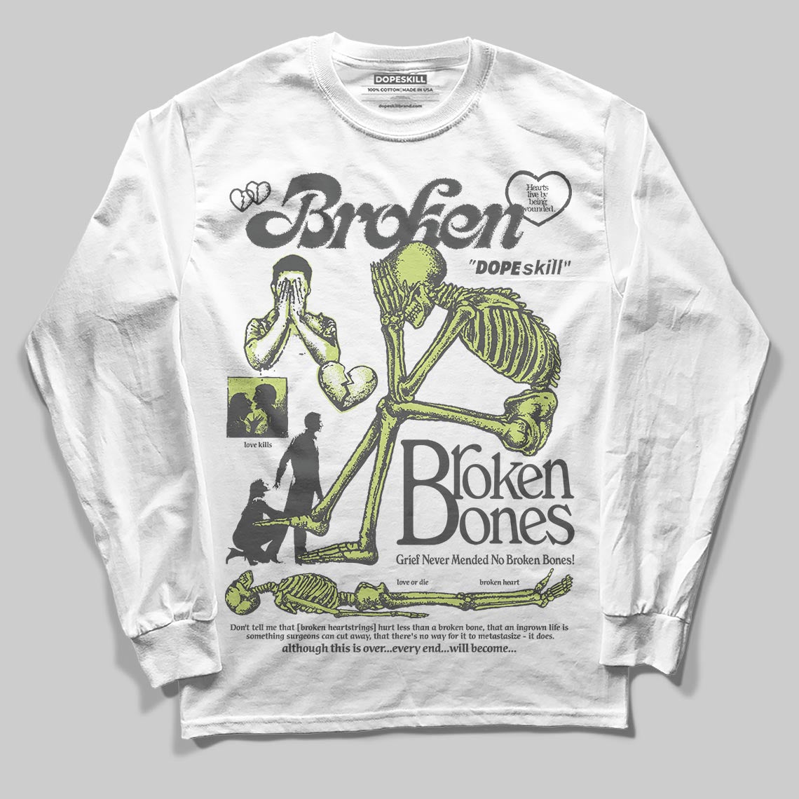 Light Lemon Twist 4s DopeSkill Long Sleeve T-Shirt Broken Bones Graphic