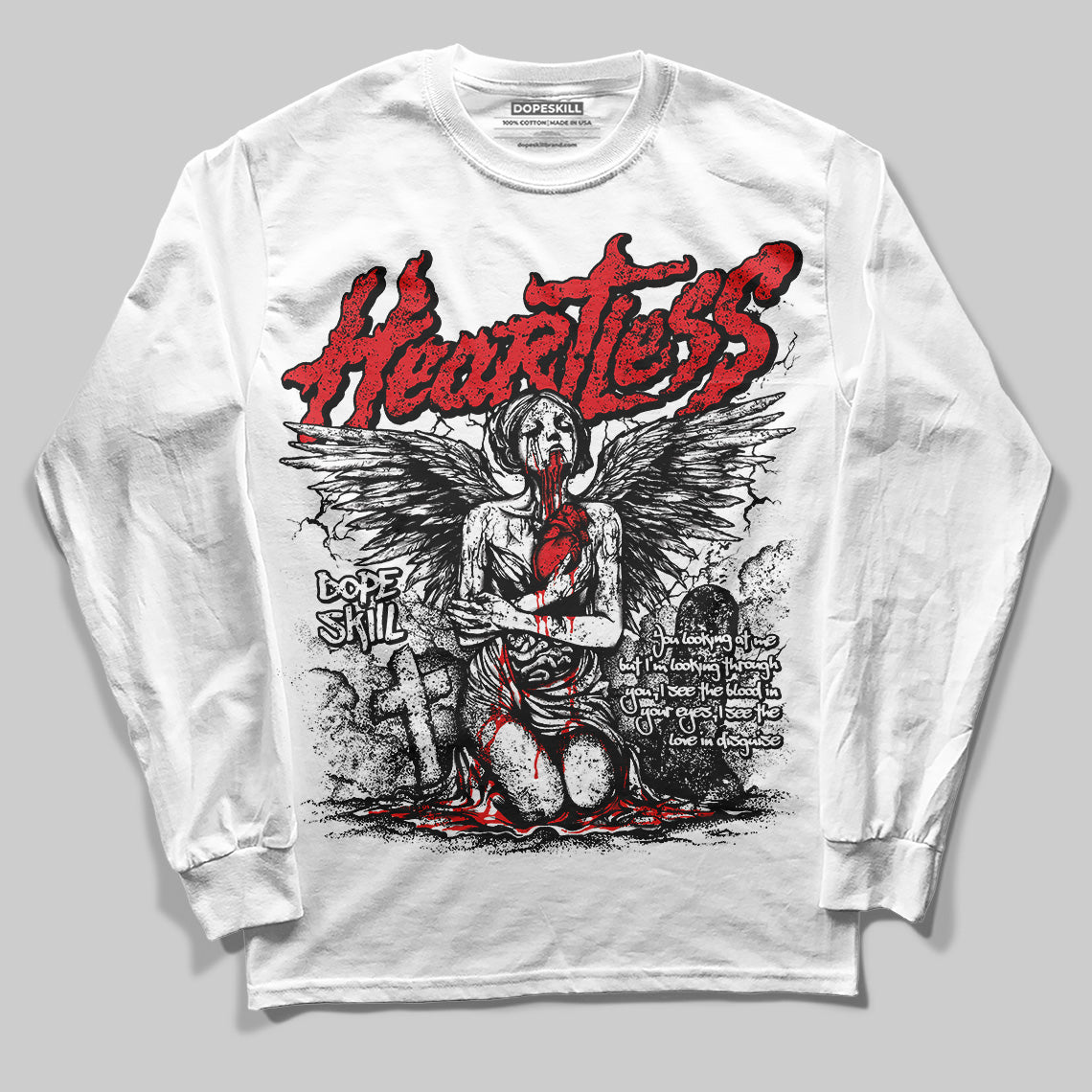 Red Cement 4S DopeSkill Long Sleeve T-Shirt Heartless Graphic
