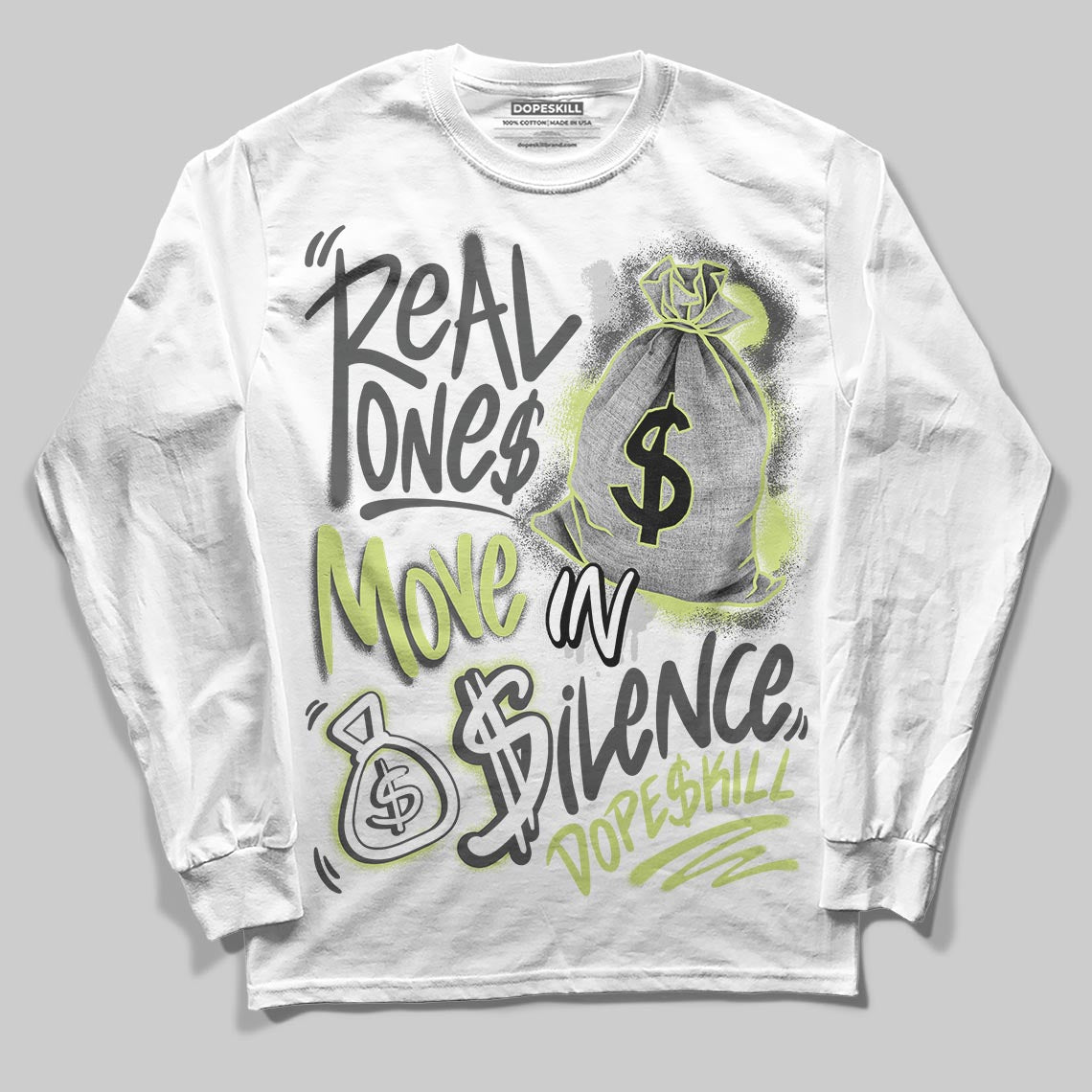 Light Lemon Twist 4s DopeSkill Long Sleeve T-Shirt Real Ones Move In Silence Graphic