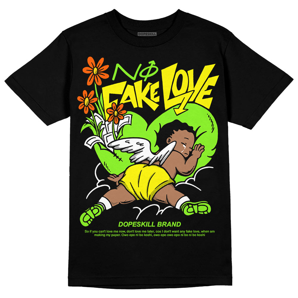 Neon Green Collection DopeSkill T-Shirt No Fake Love Graphic
