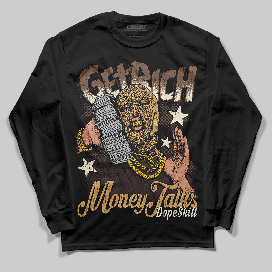Earth 5s DopeSkill Long Sleeve T-Shirt Get Rich Graphic
