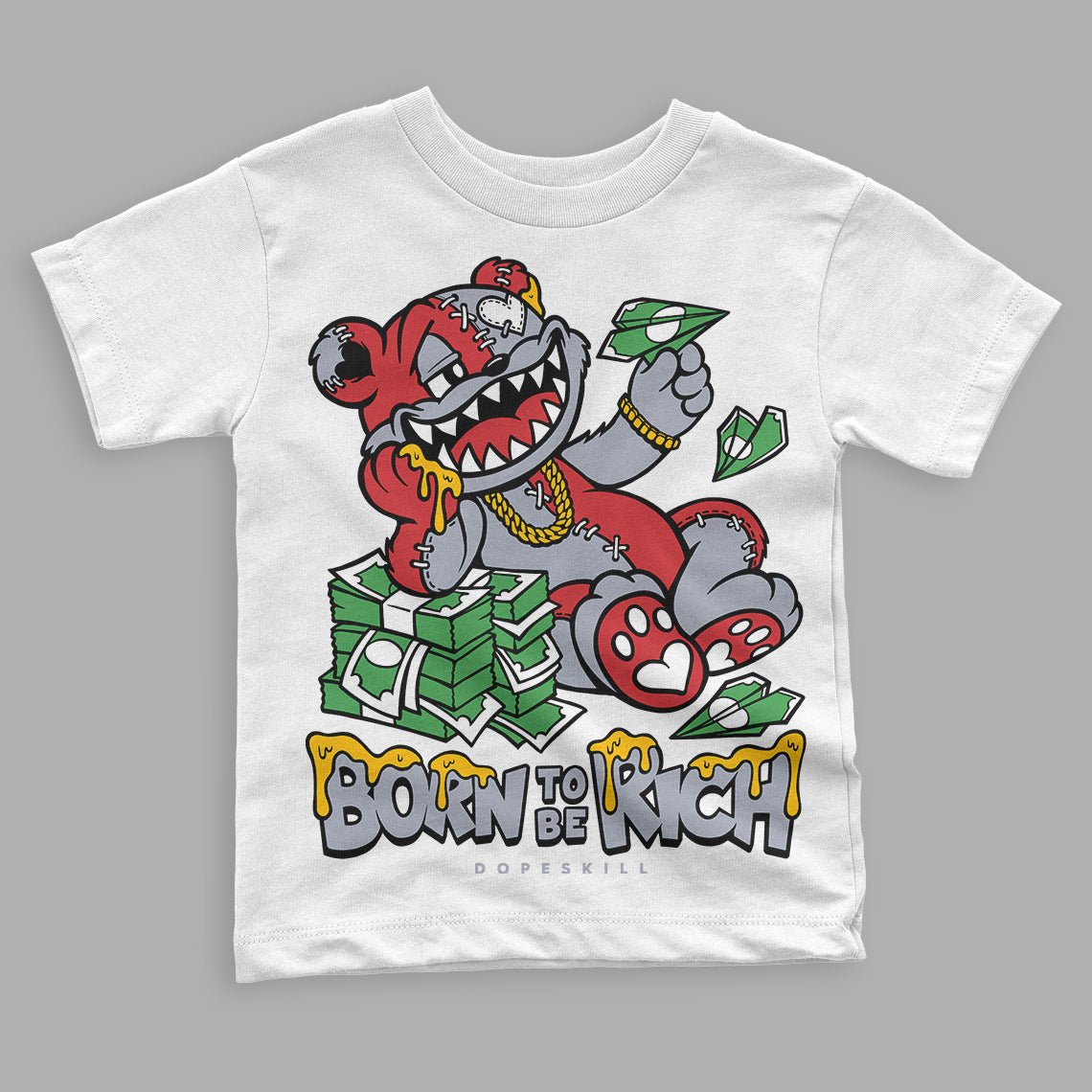 Bred Reimagined 4s DopeSkill Toddler Kids T-shirt Born To Be Rich Graphic