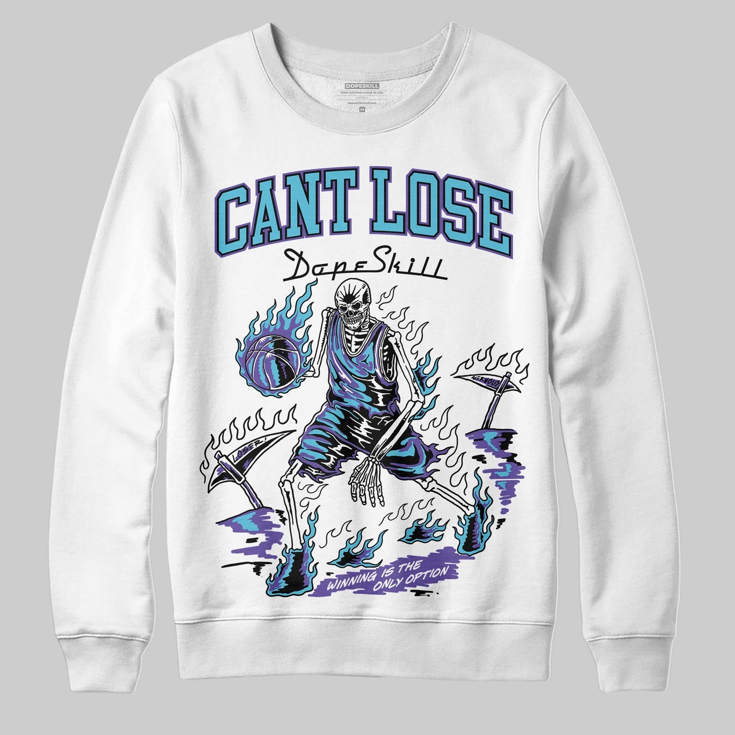 Aqua 8s DopeSkill Sweatshirt Cant Lose Graphic
