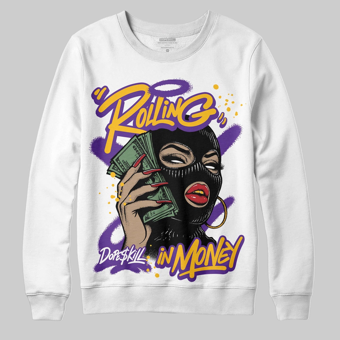 PURPLE Collection DopeSkill Sweatshirt Rolling in Money Graphic