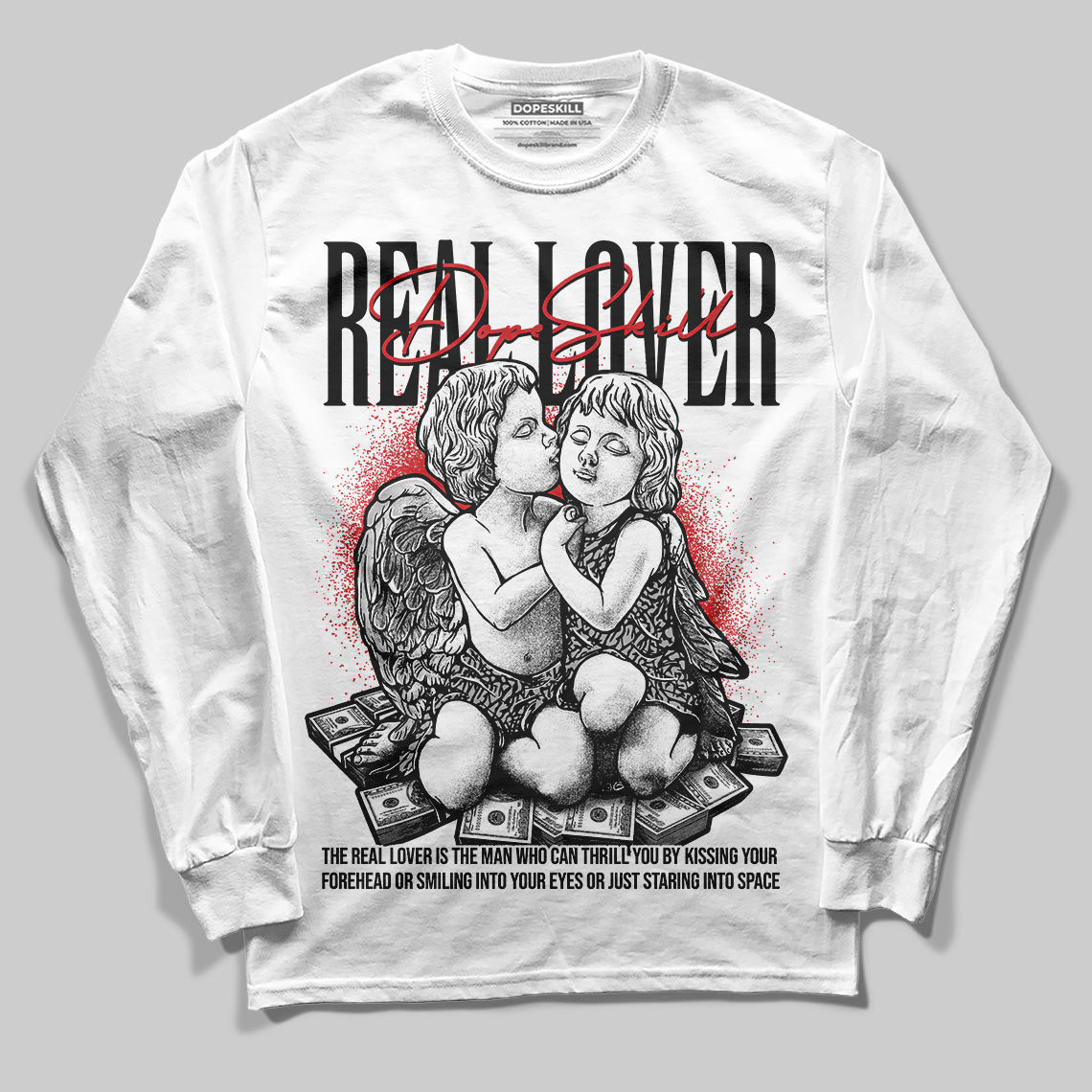 Black Cement 3s DopeSkill Long Sleeve T-Shirt Real Lover Graphic