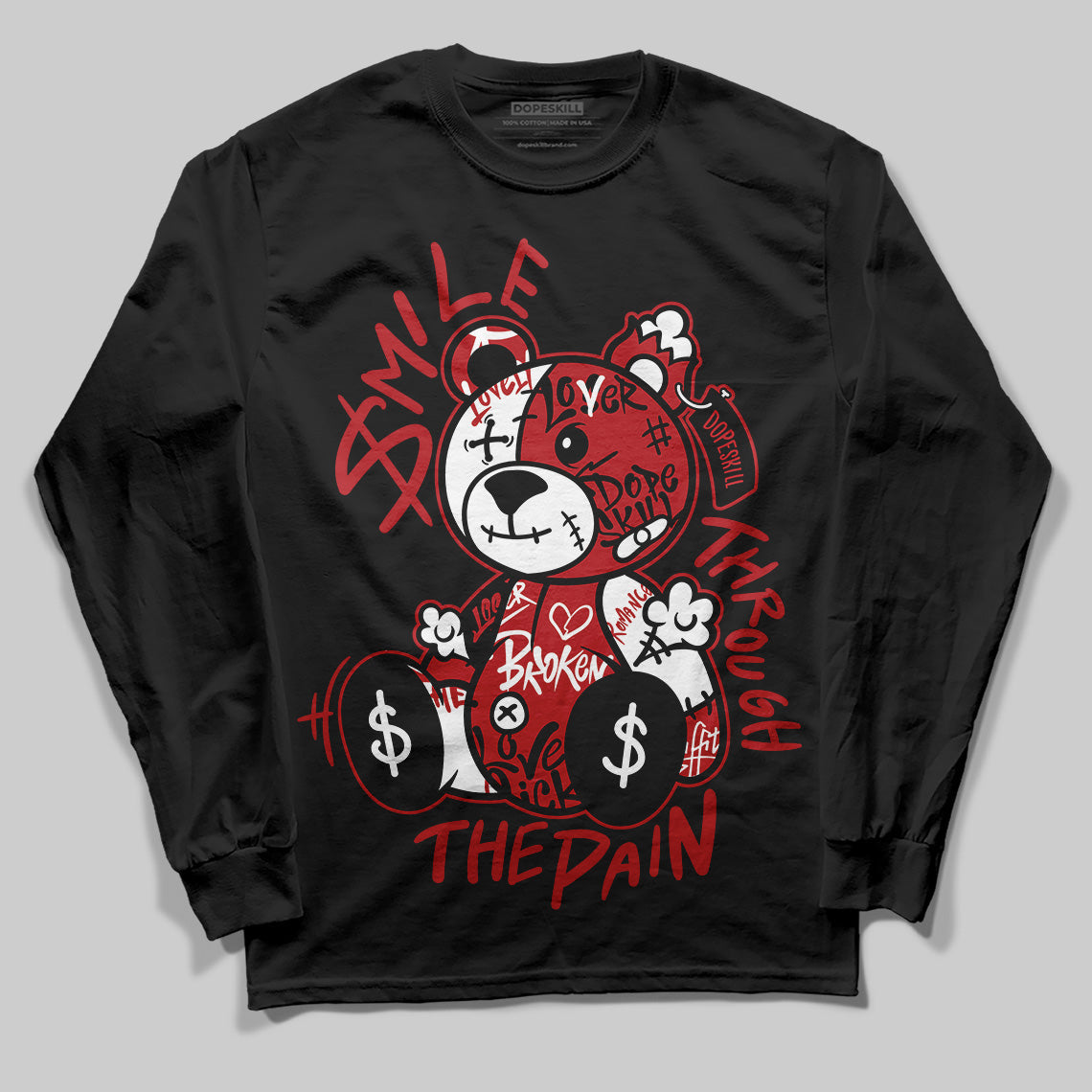 Black Toe Reimagined 1s DopeSkill Long Sleeve T-Shirt Smile Through The Pain Graphic
