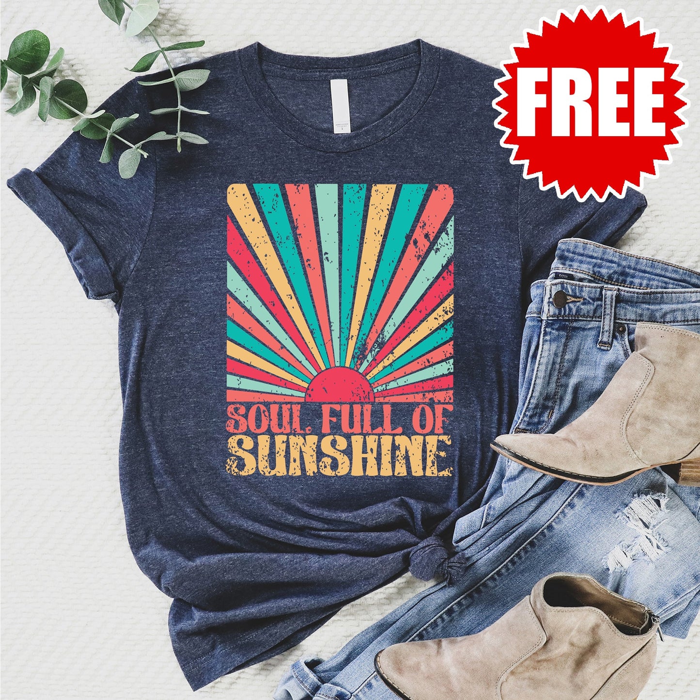 Soul Full of Sunshine Tee - Heather Navy - 0