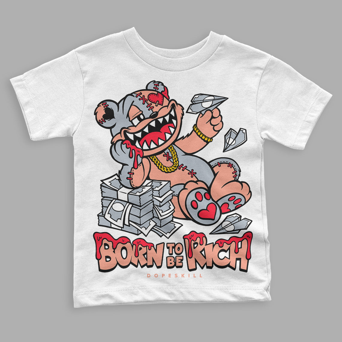 Crimson Bliss 5s DopeSkill Toddler Kids T-shirt Born To Be Rich Graphic