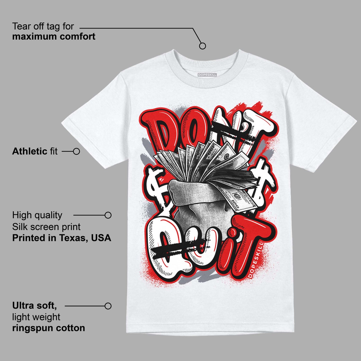 Gym Red 9s DopeSkill T-Shirt Don't Quit Graphic
