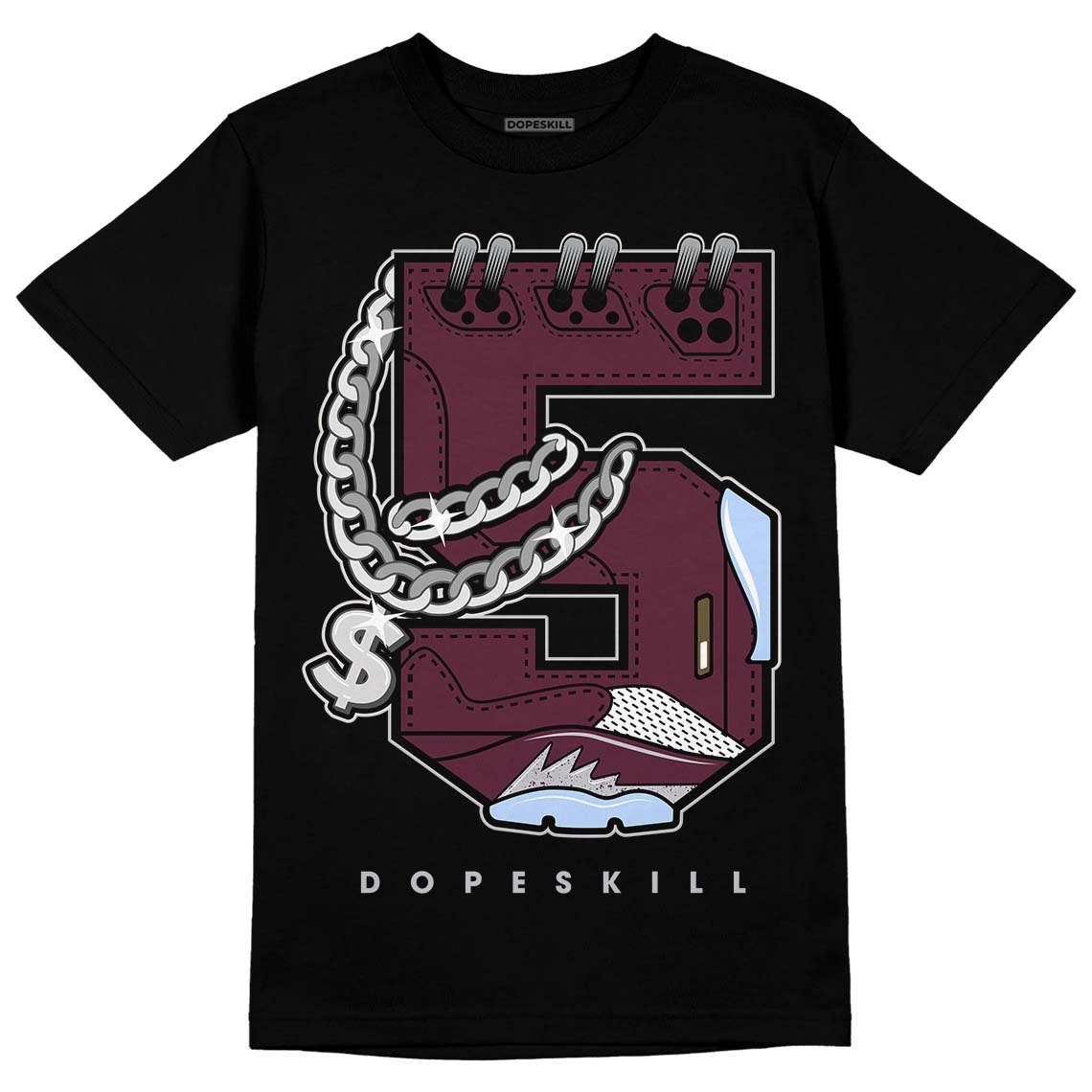 Burgundy 5s DopeSkill T-Shirt No.5 Graphic