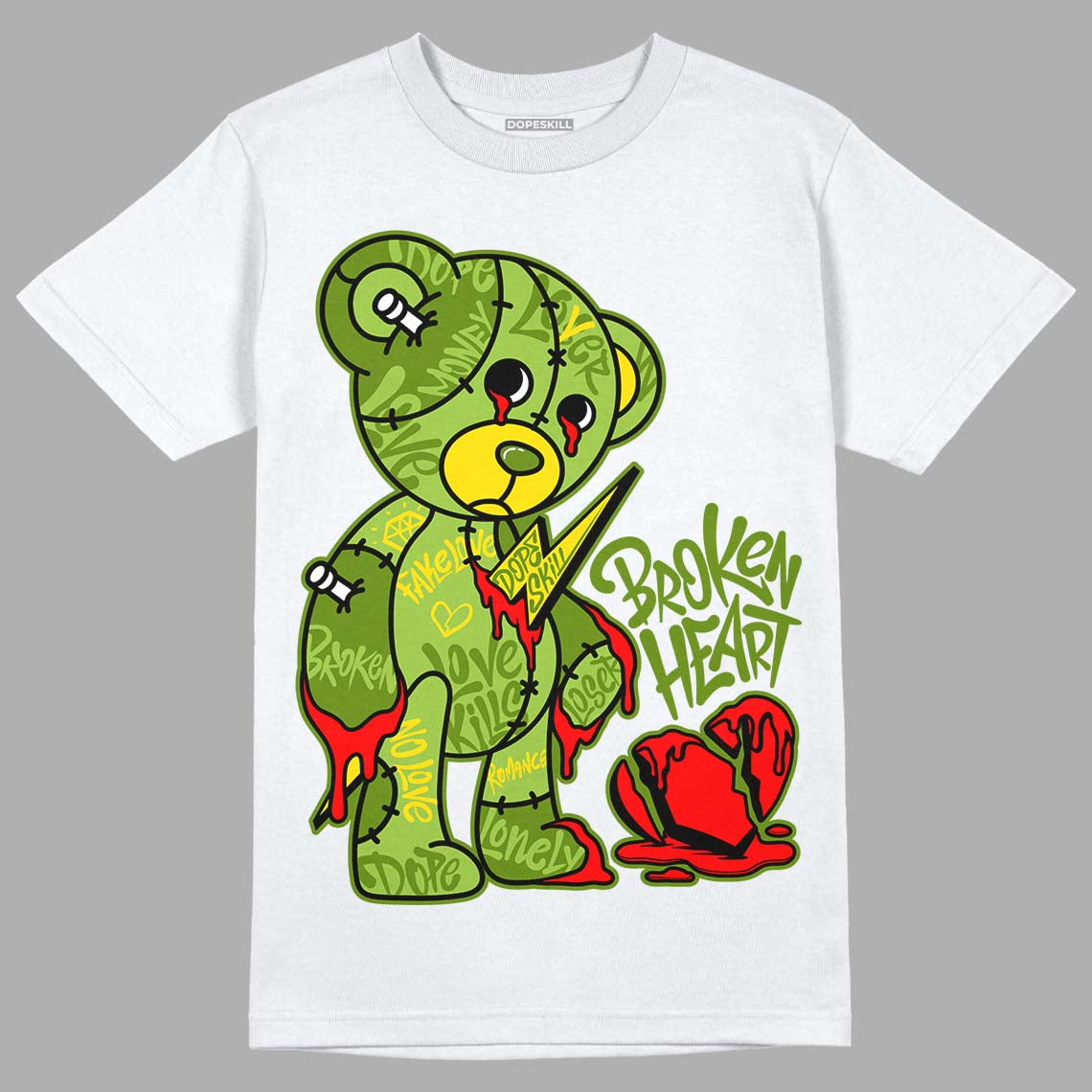 Dunk Low 'Chlorophyll' DopeSkill T-Shirt Broken Heart Graphic