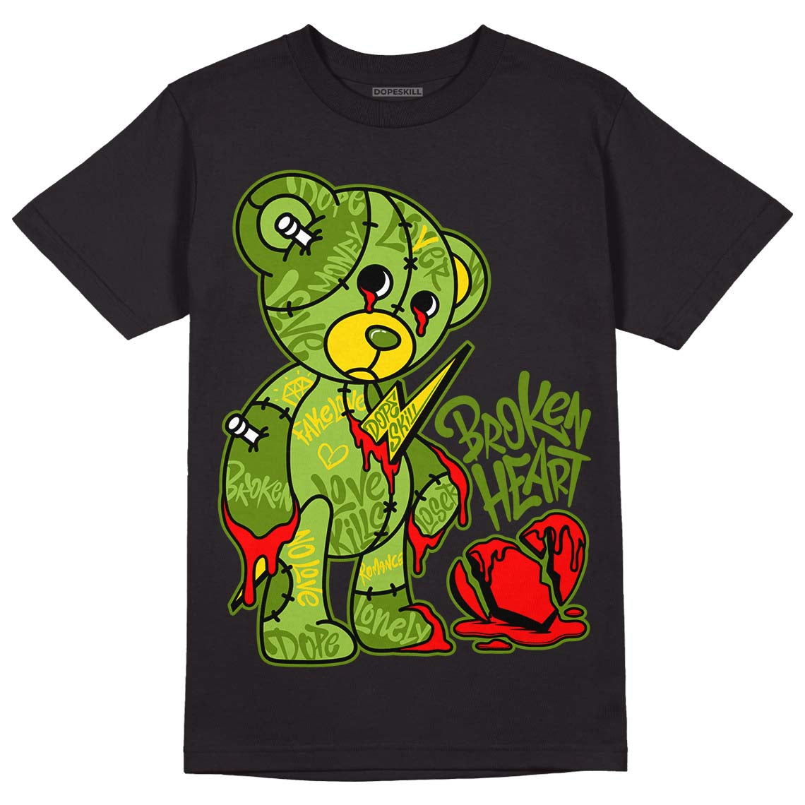 Dunk Low 'Chlorophyll' DopeSkill T-Shirt Broken Heart Graphic