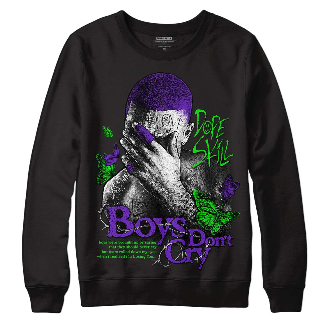 Court Purple 13s DopeSkill Sweatshirt Boys Don't Cry Graphic