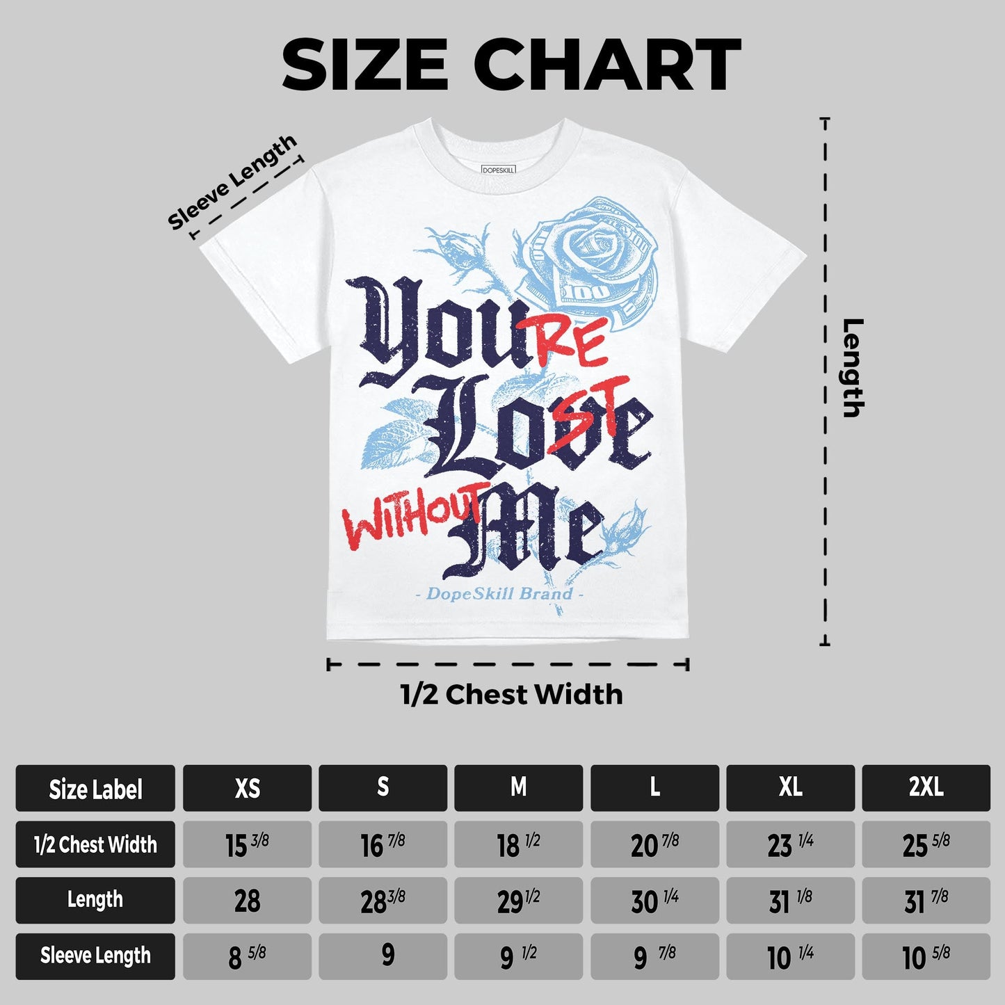 University Blue Collection DopeSkill Oversize Print T-Shirt You’re Lost Without Me Graphic