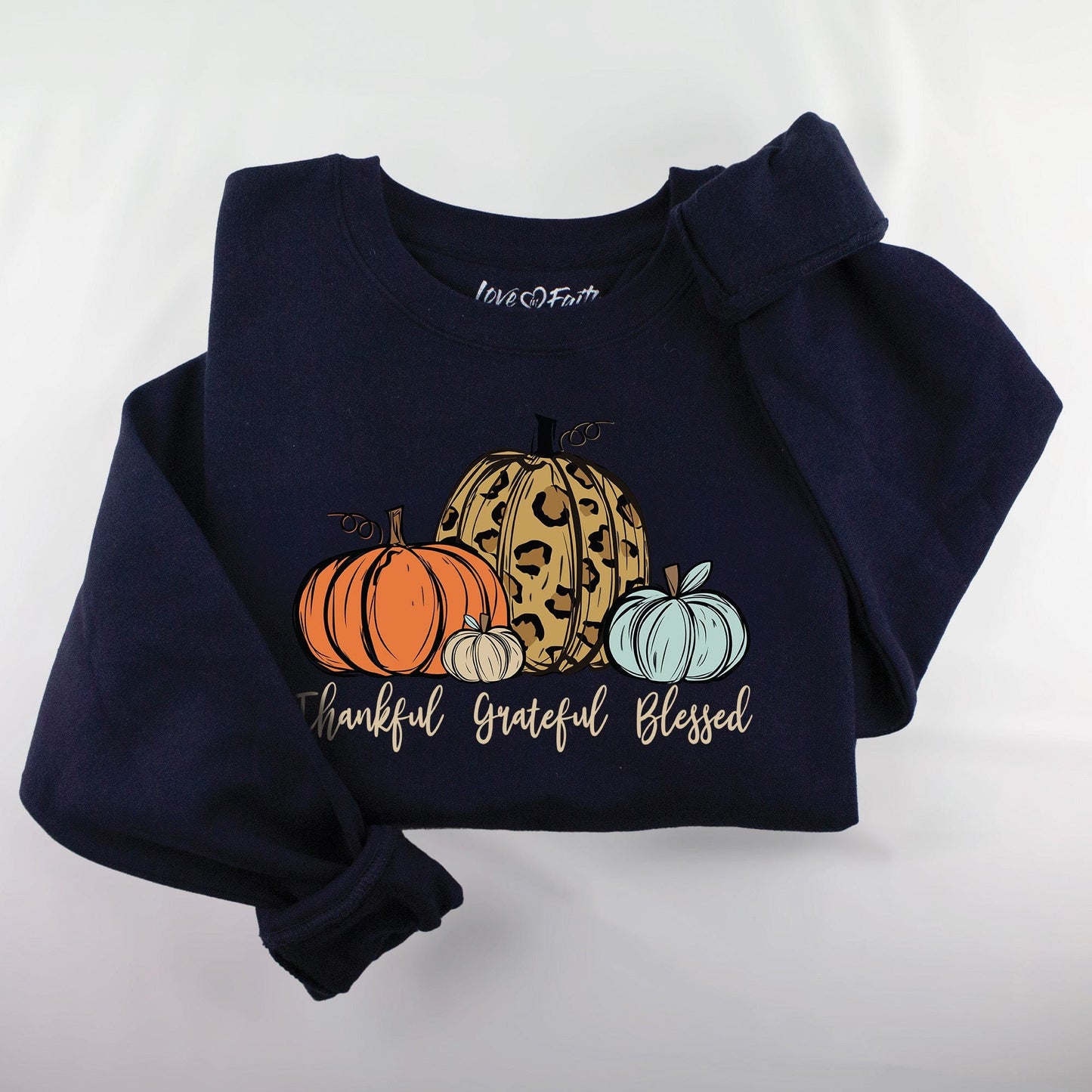 Thankful Grateful Blessed Pumpkin Sweatshirt - 5