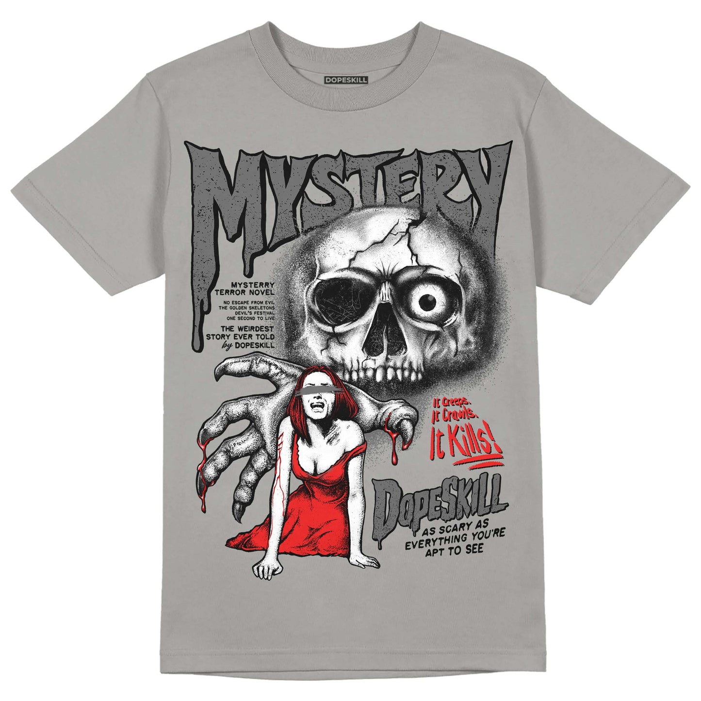 Grey Collection DopeSkill Grey T-shirt Mystery Ghostly Grasp Graphic