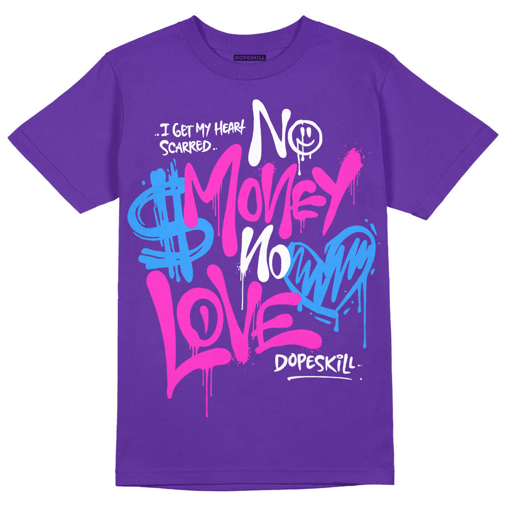 PURPLE Collection DopeSkill Purple T-shirt No Money No Love Typo Graphic